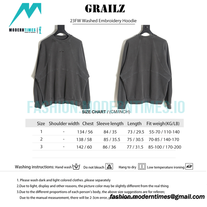 Grailz - 23FW Washed Embroidery Hoodie