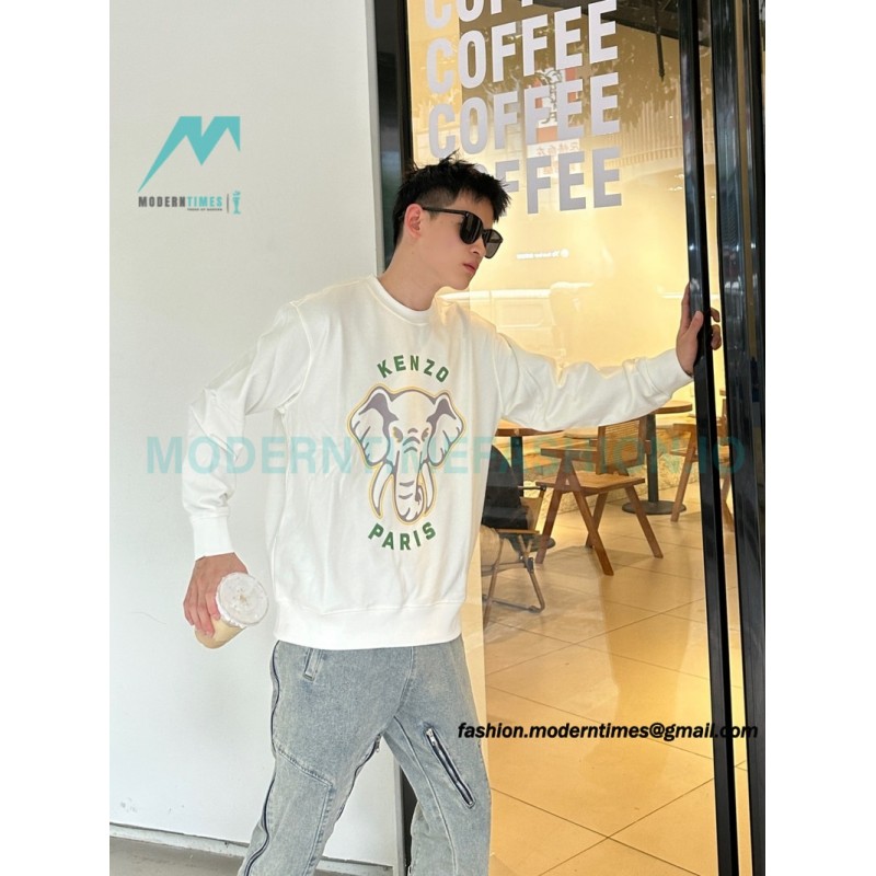 Kenzo - 23FW Elephant Print Crew Neck Hoodie