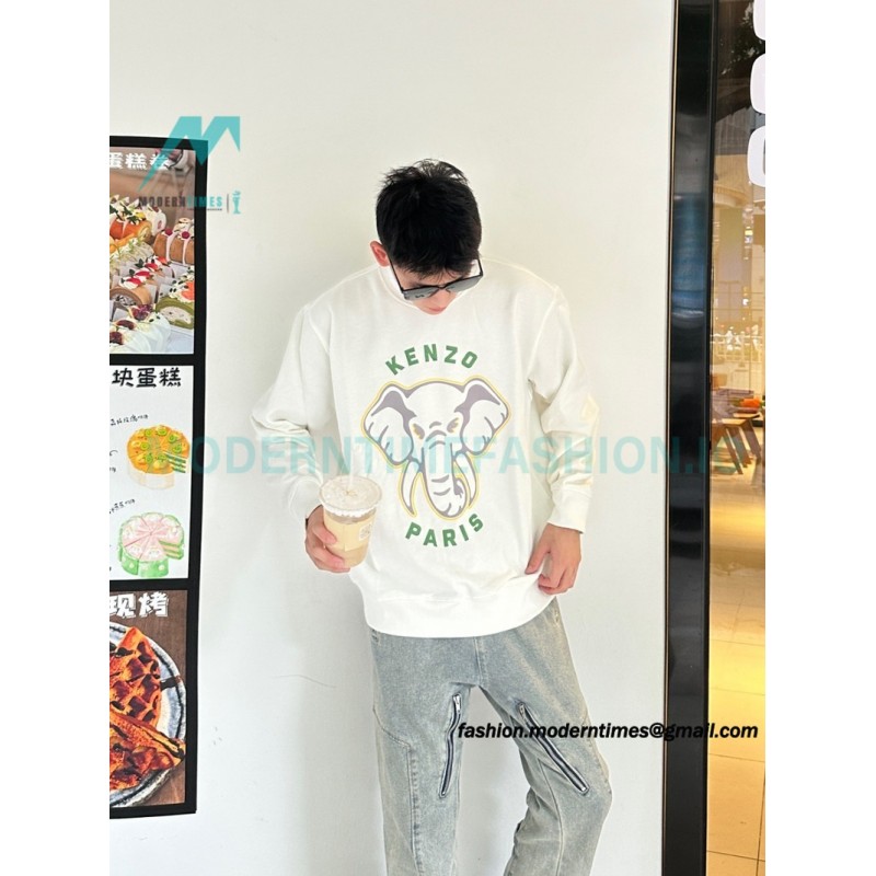 Kenzo - 23FW Elephant Print Crew Neck Hoodie
