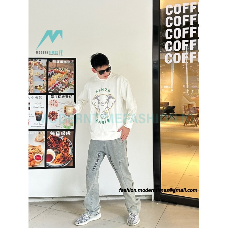 Kenzo - 23FW Elephant Print Crew Neck Hoodie