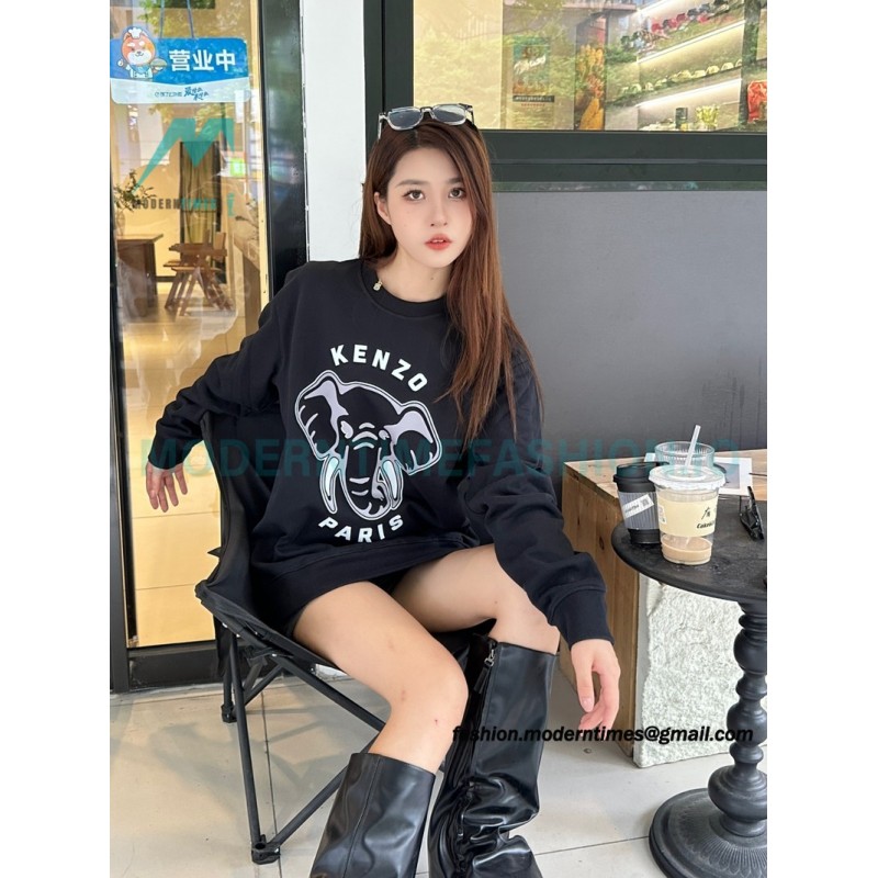 Kenzo - 23FW Elephant Print Crew Neck Hoodie