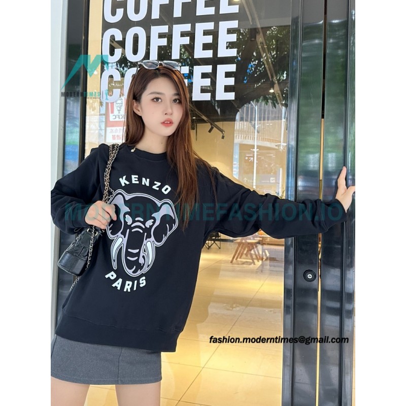 Kenzo - 23FW Elephant Print Crew Neck Hoodie