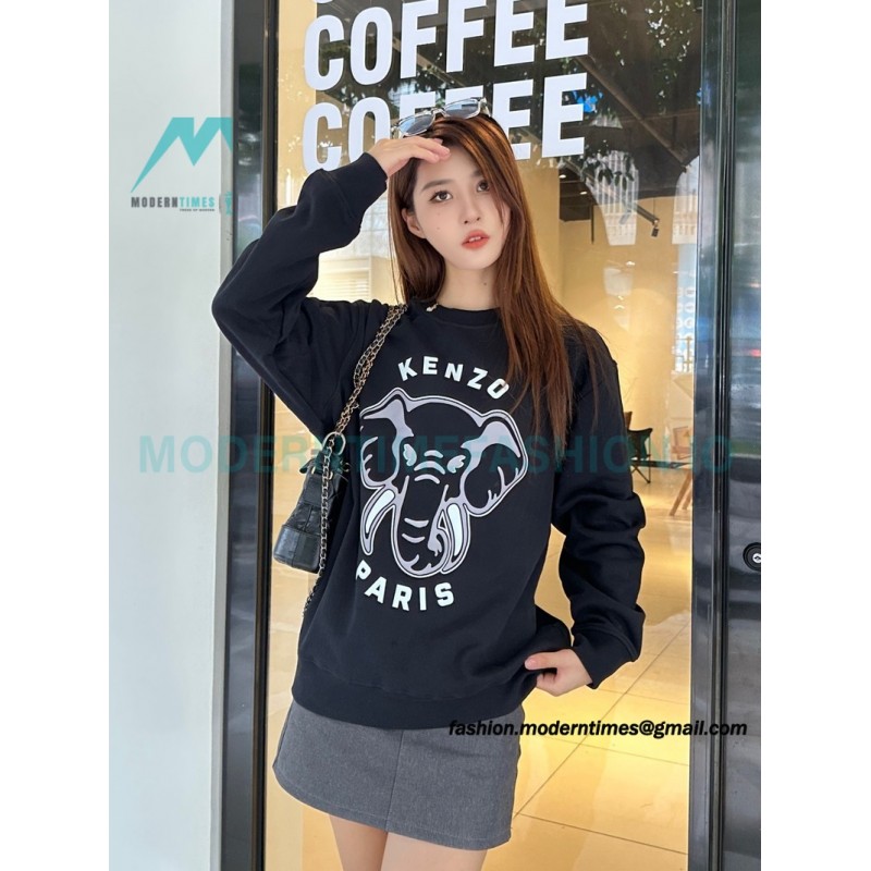 Kenzo - 23FW Elephant Print Crew Neck Hoodie