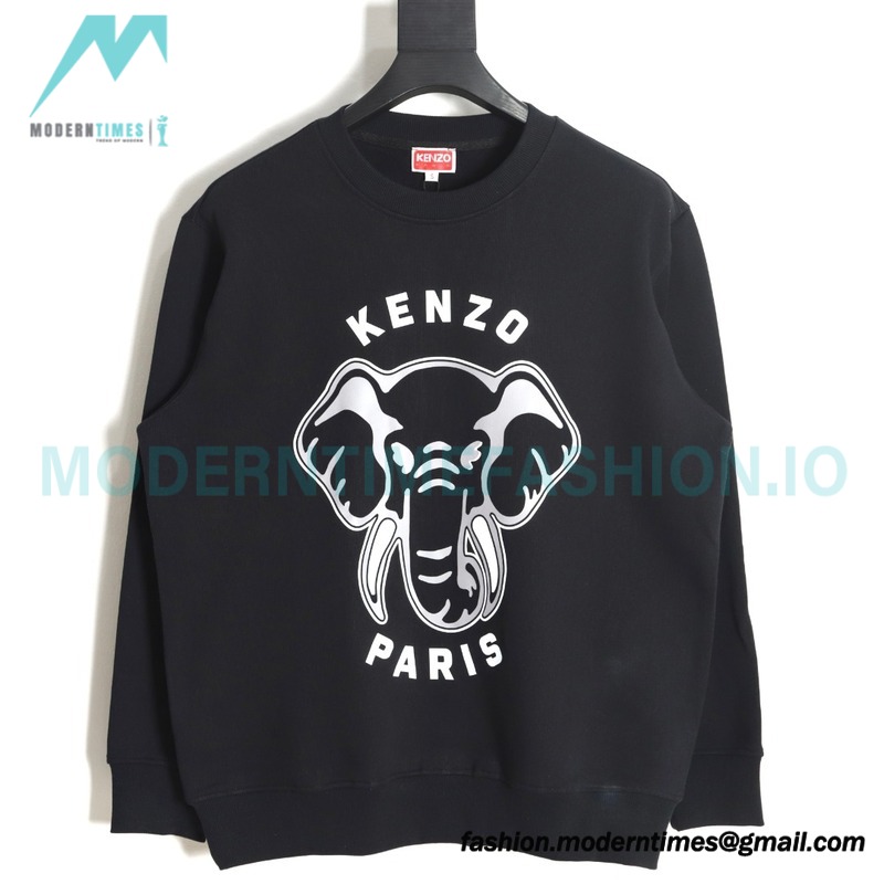 Kenzo - 23FW Elephant Print Crew Neck Hoodie