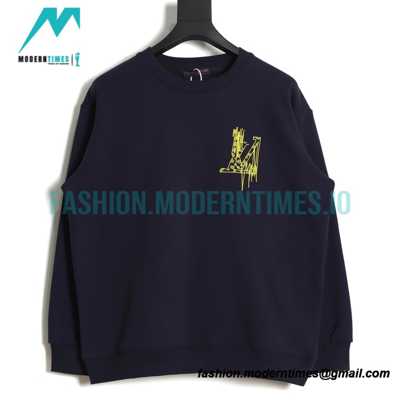 Louis Vuitton - 23ss Embroidered Pattern Crew-neck Hoodie