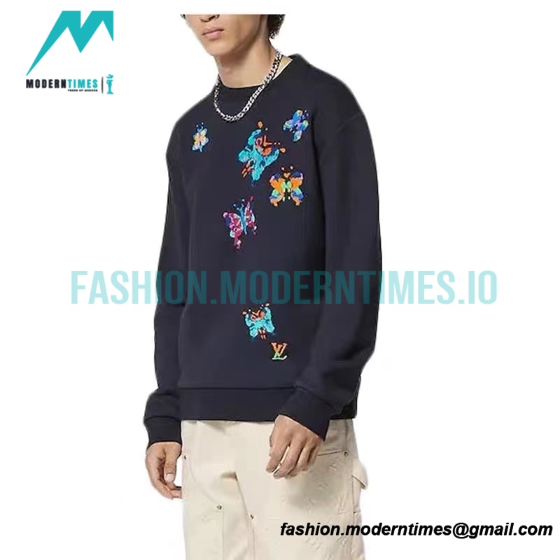 Louis Vuitton - 22FW Butterfly Embroidered Crew Neck Hoodie
