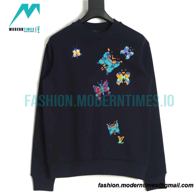 Louis Vuitton - 22FW Butterfly Embroidered Crew Neck Hoodie