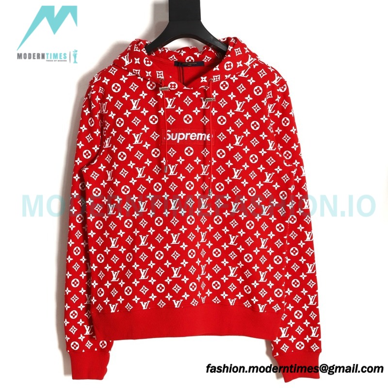 Louis vuitton - Supreme Co-brand Full Print Red Hoodie