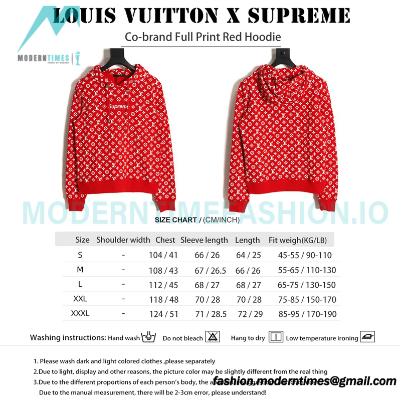 Louis vuitton - Supreme Co-brand Full Print Red Hoodie