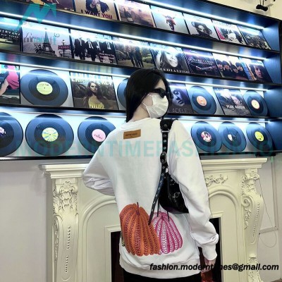 Louis Vuitton - Yayoi Kusama 23ss Pumpkin Print Cotton Crewneck Hoodie