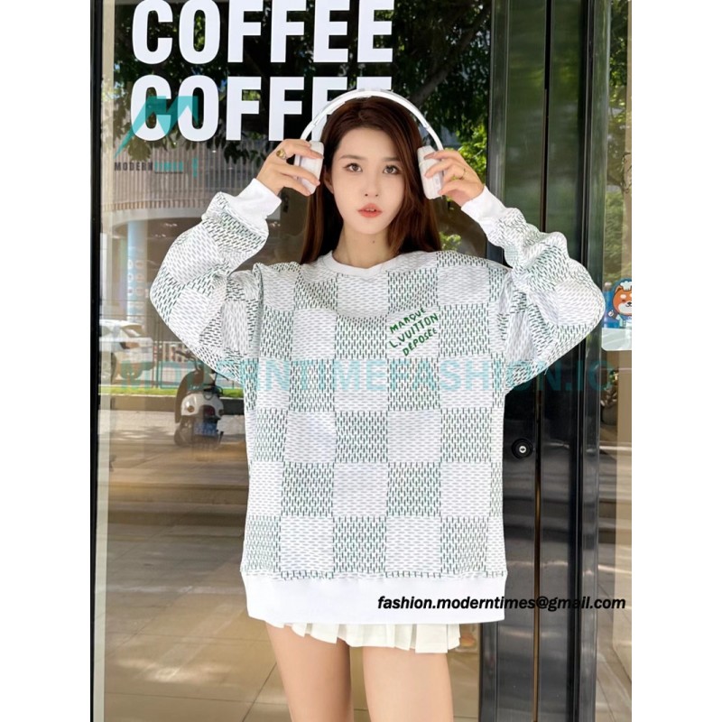 Louis Vuitton - 23FW Checkered Crewneck Hoodie