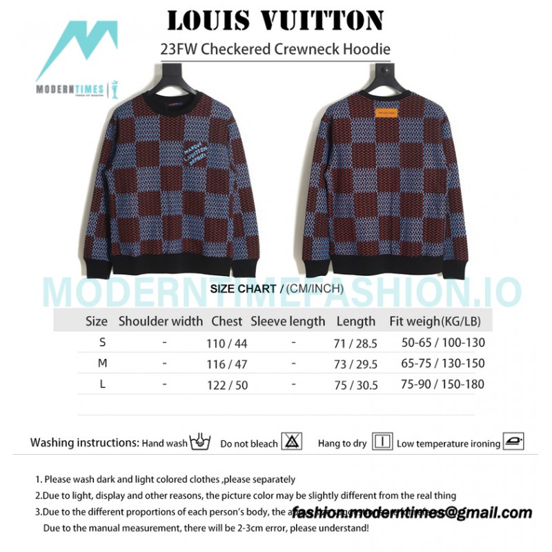 Louis Vuitton - 23FW Checkered Crewneck Hoodie