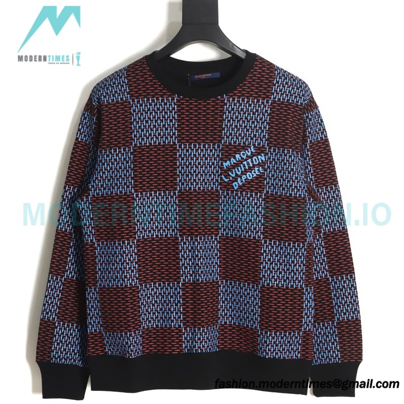 Louis Vuitton - 23FW Checkered Crewneck Hoodie