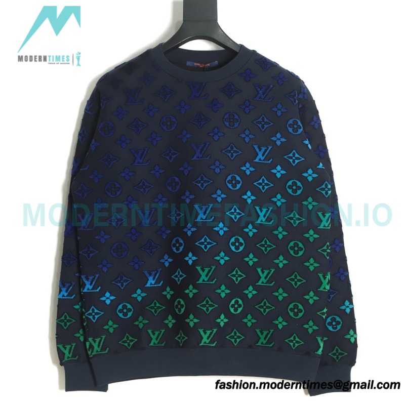 Louis Vuitton - 22FW Full Print Gradient Flock Presbyte Crewneck Hoodie