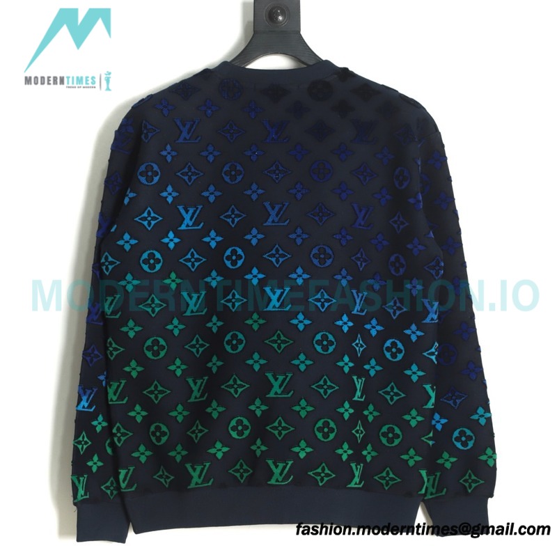 Louis Vuitton - 22FW Full Print Gradient Flock Presbyte Crewneck Hoodie