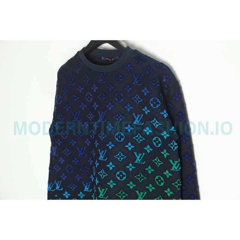 Louis Vuitton - 22FW Full Print Gradient Flock Presbyte Crewneck Hoodie
