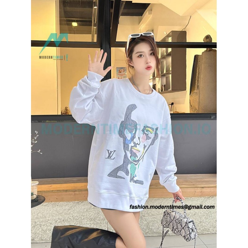Louis Vuitton - 23FW Face Embroidered Crewneck Hoodie