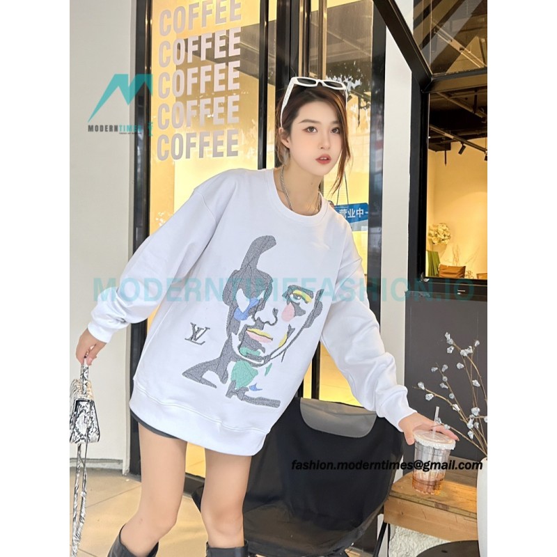 Louis Vuitton - 23FW Face Embroidered Crewneck Hoodie