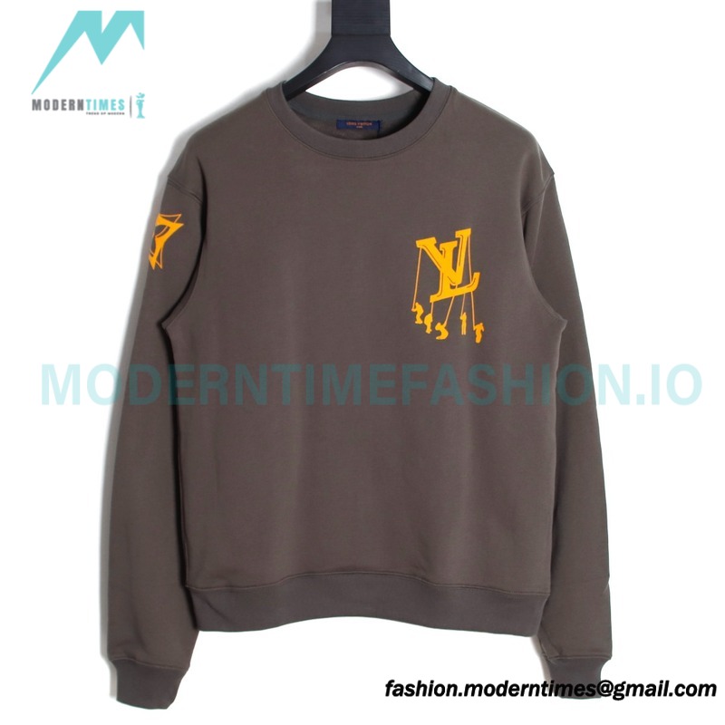 Louis Vuitton - 23FW Flocked Paratrooper Print Crewneck Hoodie