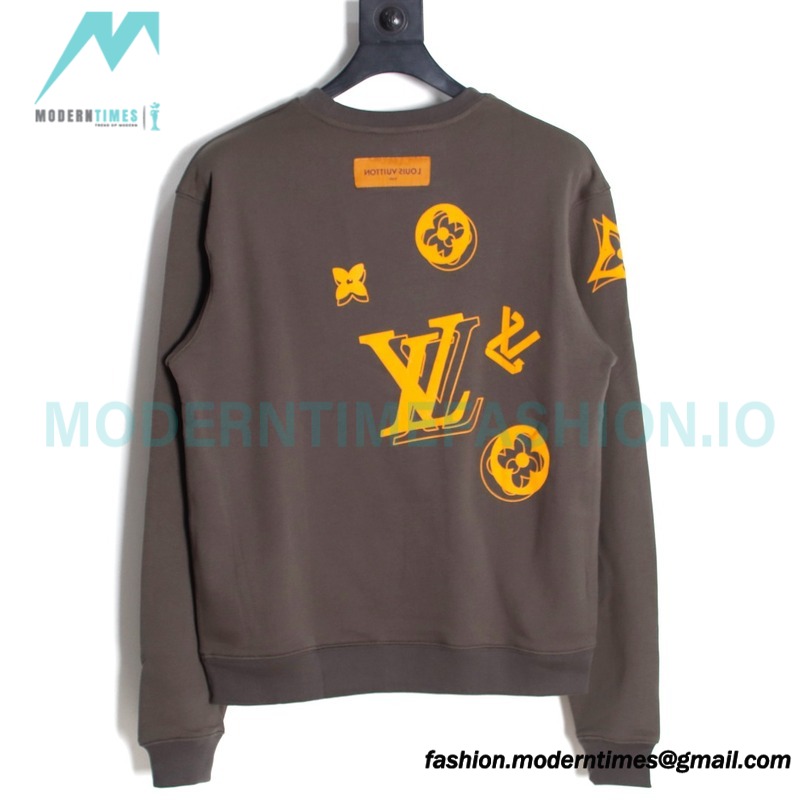Louis Vuitton - 23FW Flocked Paratrooper Print Crewneck Hoodie