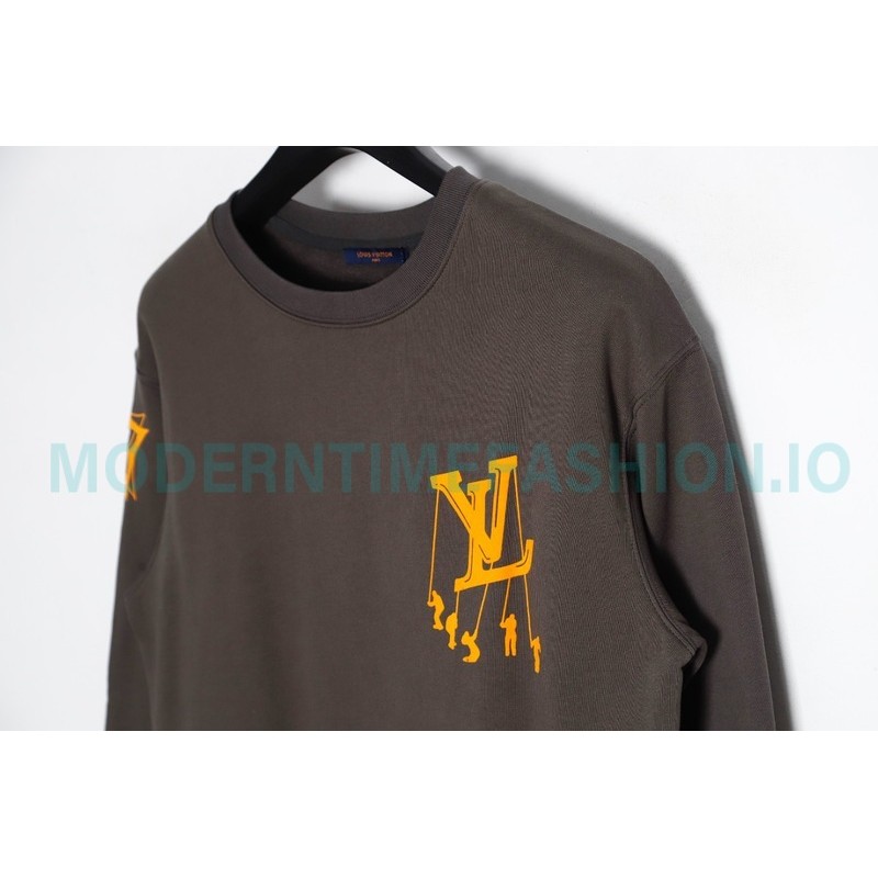Louis Vuitton - 23FW Flocked Paratrooper Print Crewneck Hoodie