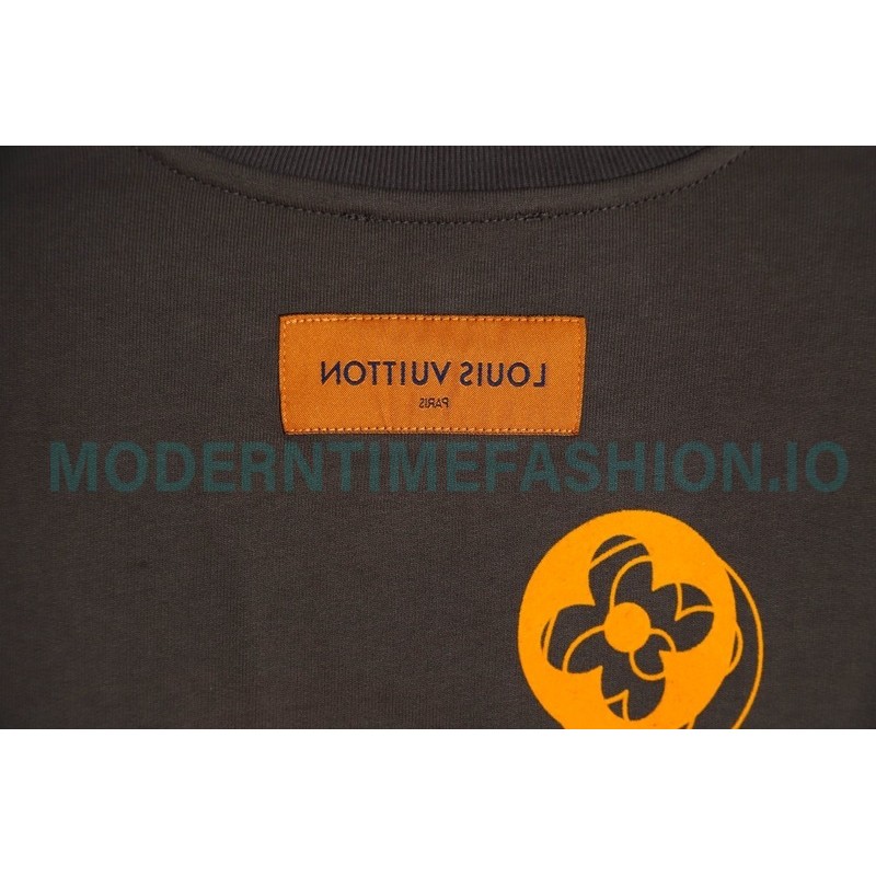 Louis Vuitton - 23FW Flocked Paratrooper Print Crewneck Hoodie