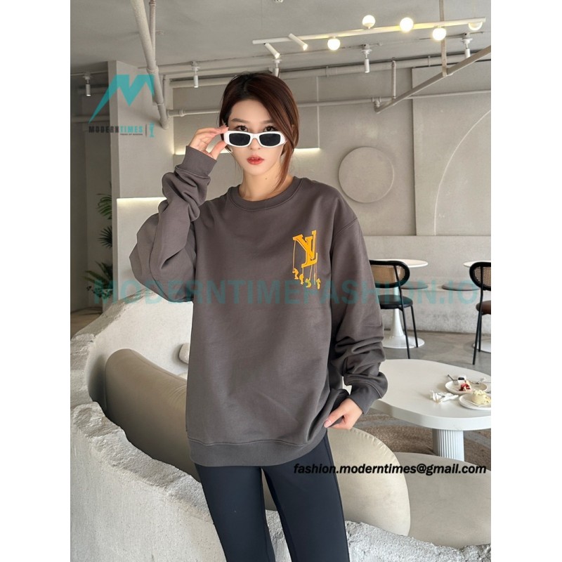 Louis Vuitton - 23FW Flocked Paratrooper Print Crewneck Hoodie
