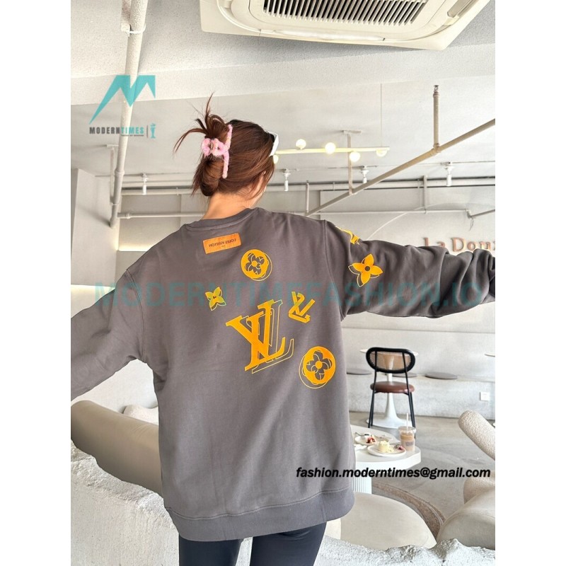 Louis Vuitton - 23FW Flocked Paratrooper Print Crewneck Hoodie