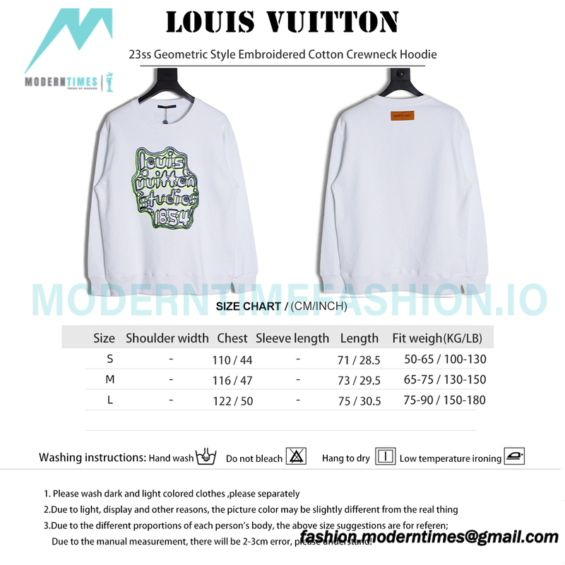 Louis Vuitton - 23ss Geometric Style Embroidered Cotton Crewneck Hoodie