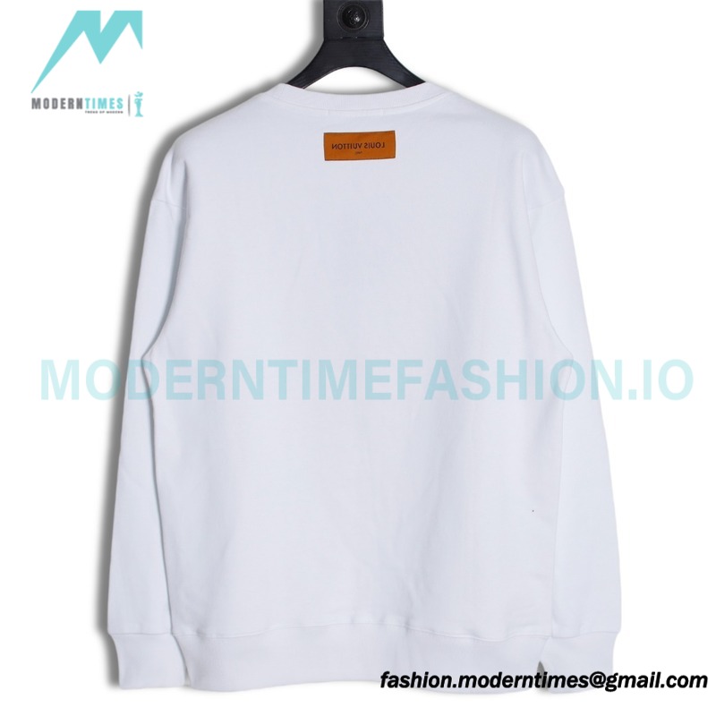 Louis Vuitton - 23ss Geometric Style Embroidered Cotton Crewneck Hoodie