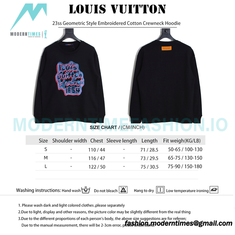 Louis Vuitton - 23ss Geometric Style Embroidered Cotton Crewneck Hoodie