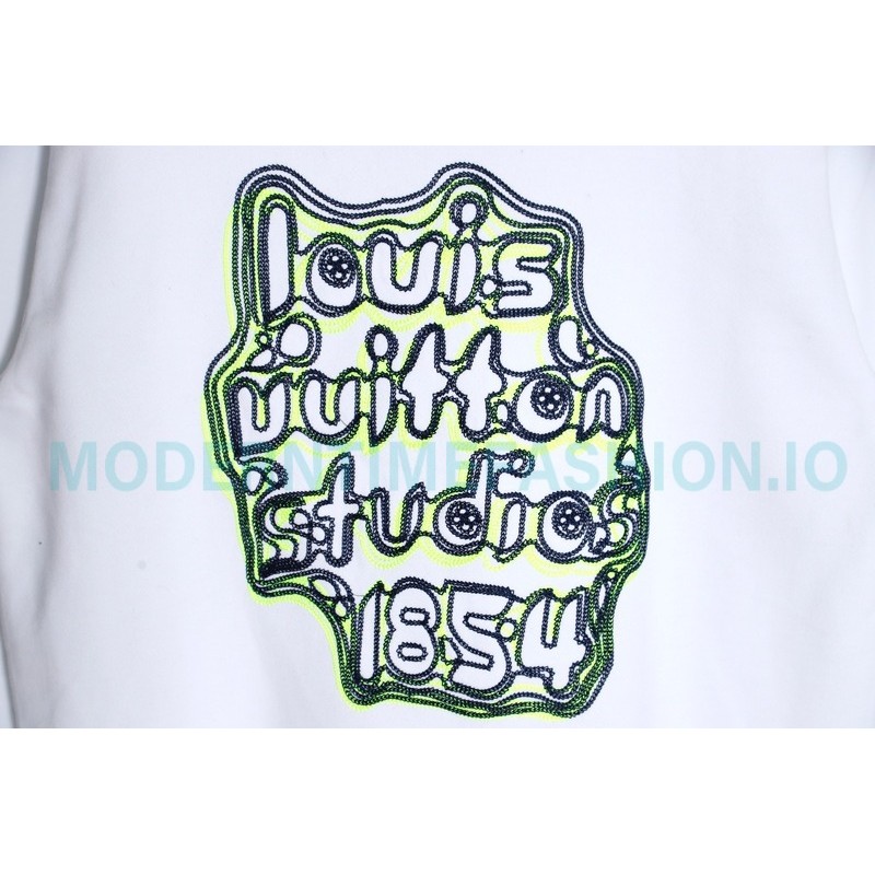 Louis Vuitton - 23ss Geometric Style Embroidered Cotton Crewneck Hoodie