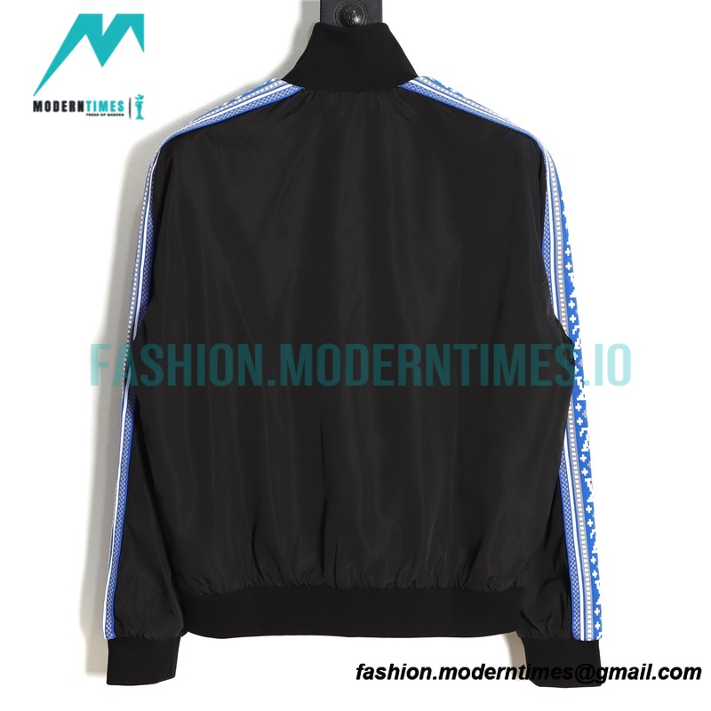 Louis Vuitton - 23ss Fair Isle Blue Ribbon Striped Sport Suit Stand-up Collar Coat