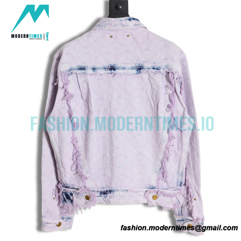Louis Vuitton - 23SS Washed Fringed Denim Coat In Purple