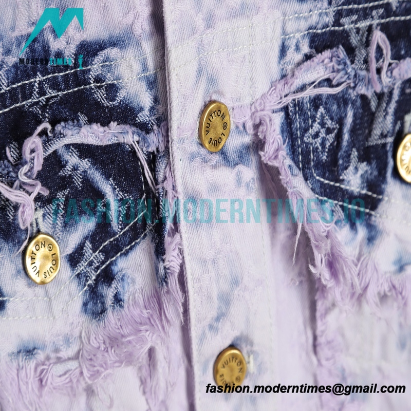 Louis Vuitton - 23SS Washed Fringed Denim Coat In Purple