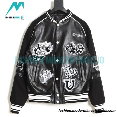 Louis Vuitton - Leather Band Print Baseball Jacket