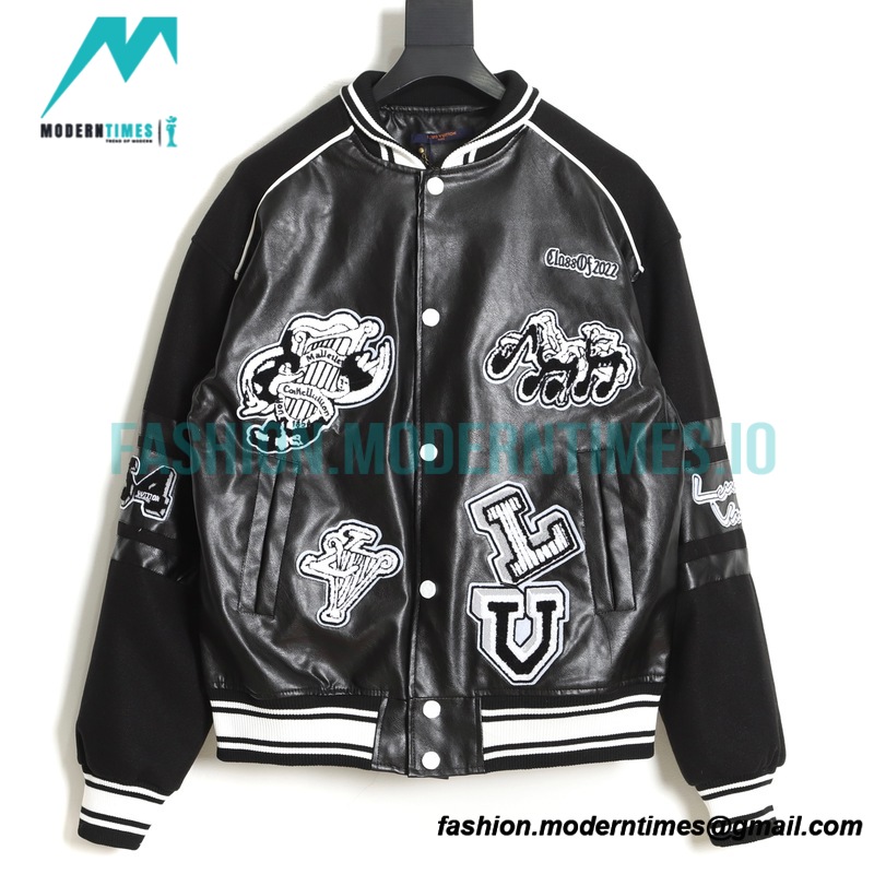Louis Vuitton - Leather Band Print Baseball Jacket