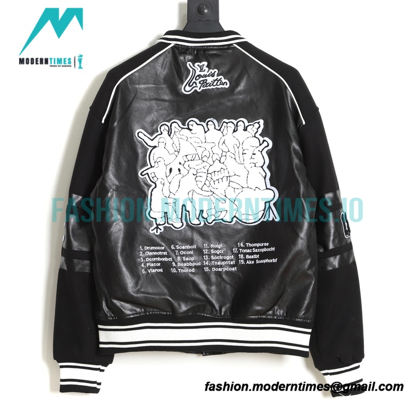 Louis Vuitton - Leather Band Print Baseball Jacket
