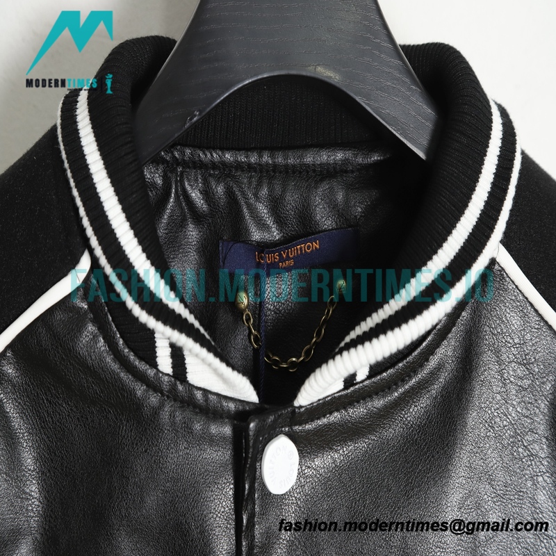 Louis Vuitton - Leather Band Print Baseball Jacket
