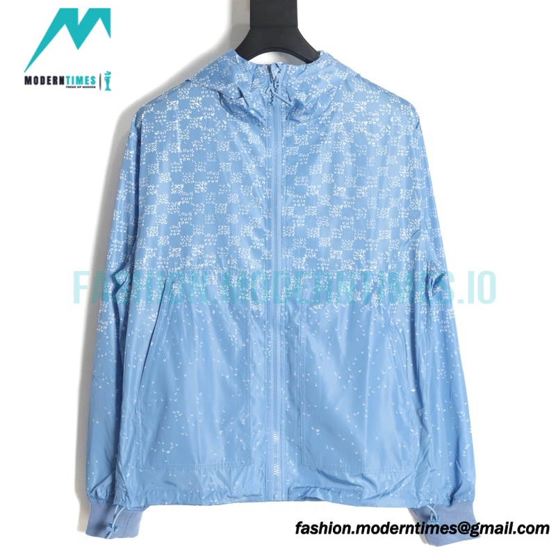 Louis Vuitton - 22FW Airplane Gradient Letter Print Hooded Zipper Jacket