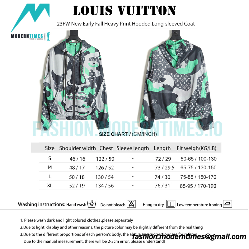 Louis Vuitton - 23FW New Early Fall Heavy Print Hooded Long-sleeved Coat