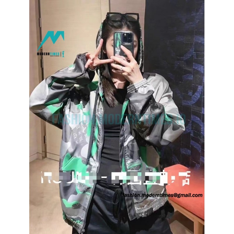 Louis Vuitton - 23FW New Early Fall Heavy Print Hooded Long-sleeved Coat