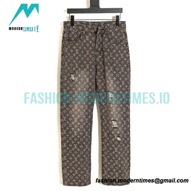 Louis Vuitton - 22FW Little Red Man Destroy Jacquard Jeans