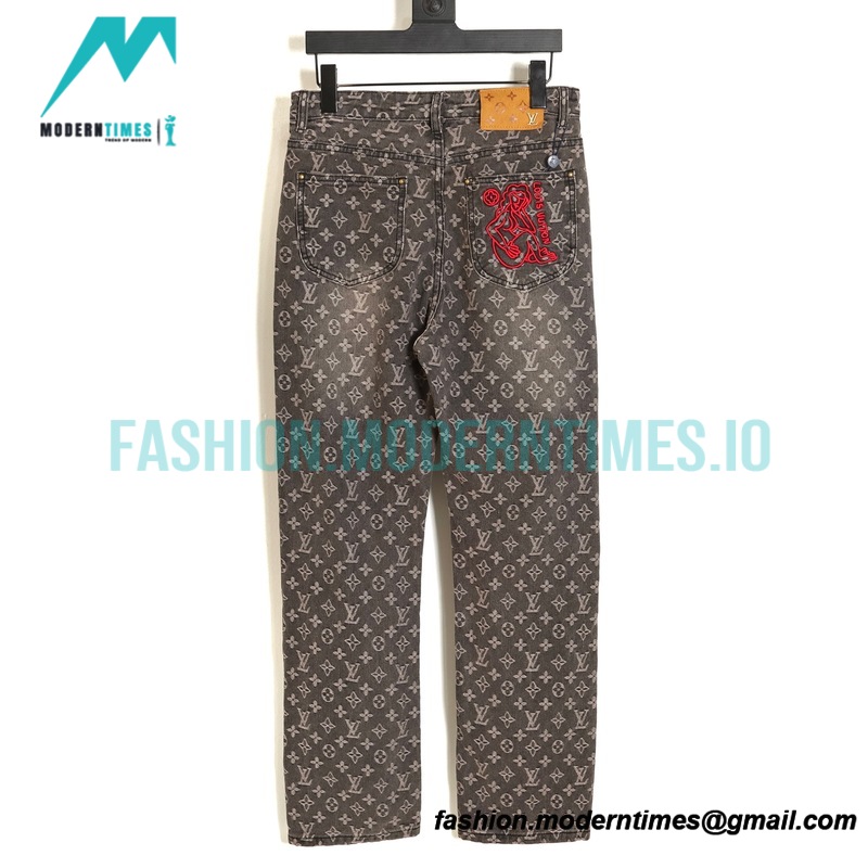 Louis Vuitton - 22FW Little Red Man Destroy Jacquard Jeans