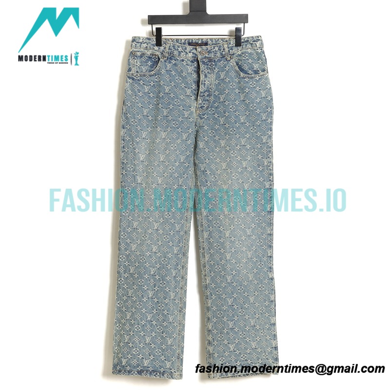 Louis Vuitton - Full Print Jacquard Straight Wash Jeans