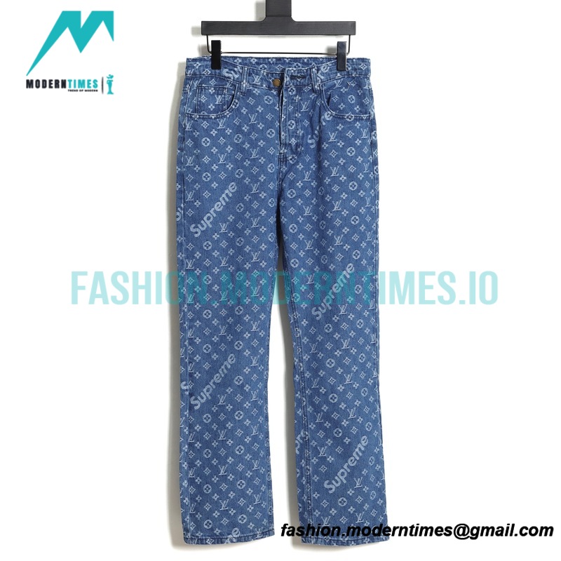 Louis Vuitton - Amp - Supreme Classic Washed Presbyterian Jeans Full Print