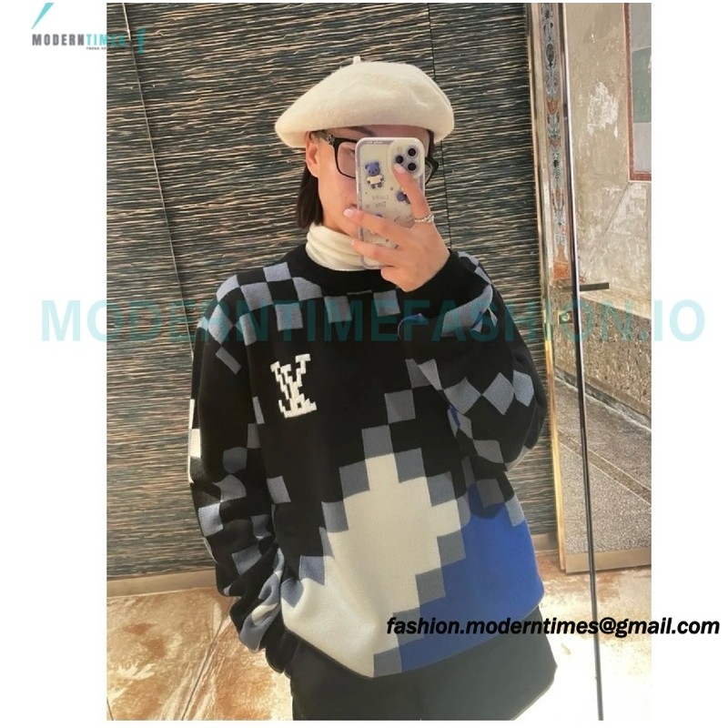 Louis Vuitton - 23FW Check Mosaic crewneck sweater
