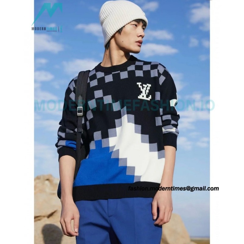 Louis Vuitton - 23FW Check Mosaic crewneck sweater