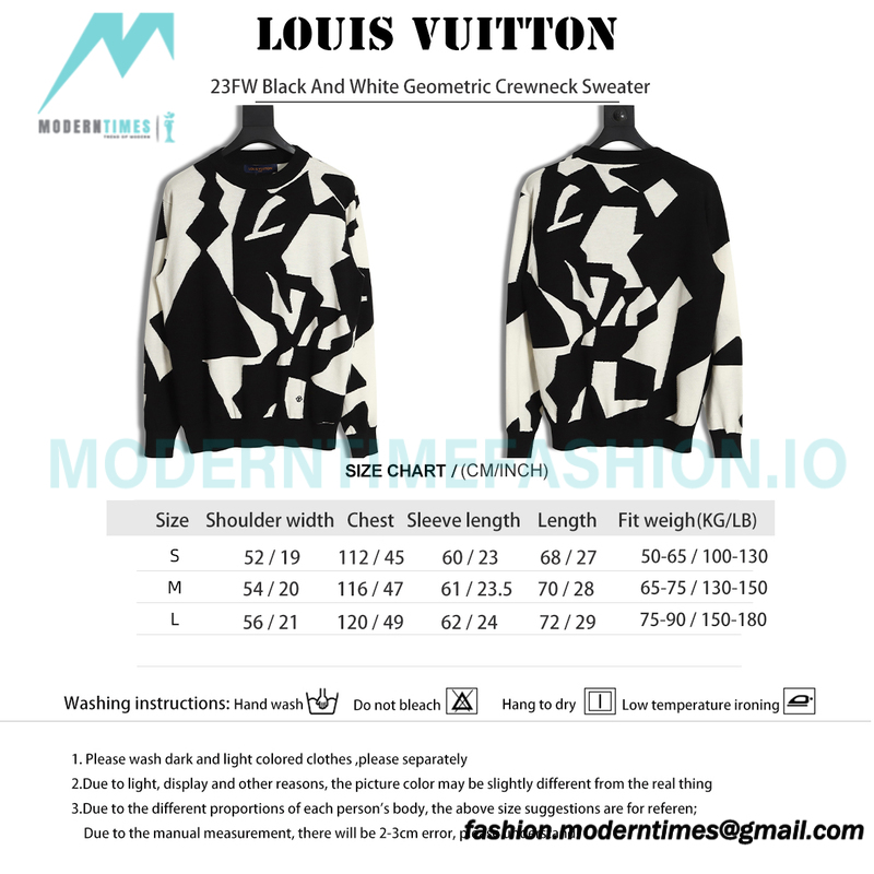 Louis Vuitton - 23FW Black And White Geometric Crewneck Sweater