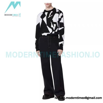 Louis Vuitton - 23FW Black And White Geometric Crewneck Sweater